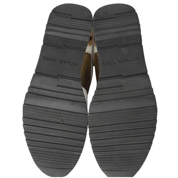 MICHAEL KORS SNEAKERS SHOES WHITE AND GOLD LEATHER AND FABRIC WOMENS SIZE 8.5 - Picture 12 of 14